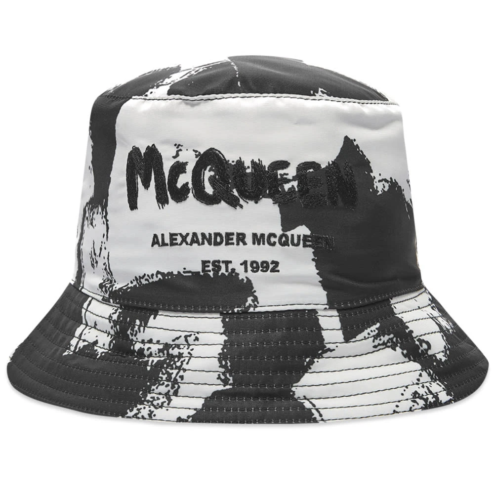 Alexander McQueen All Over Grafitti Logo Bucket Hat 1 Alexander McQueen All Over Grafitti Logo Bucket Hat